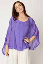 Italian Silk Top w/ Drape Under Arm (5 Colors)