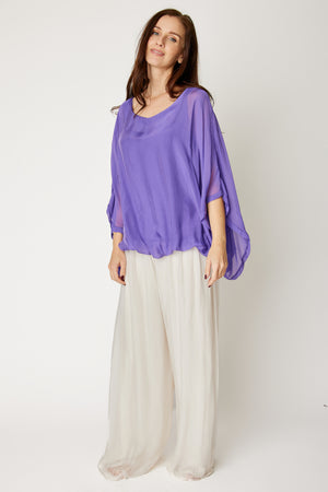 Italian Silk Top w/ Drape Under Arm (5 Colors)