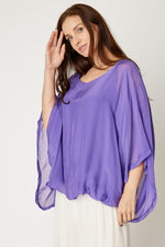 Italian Silk Top w/ Drape Under Arm (5 Colors)