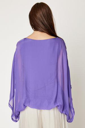 Italian Silk Top w/ Drape Under Arm (5 Colors)