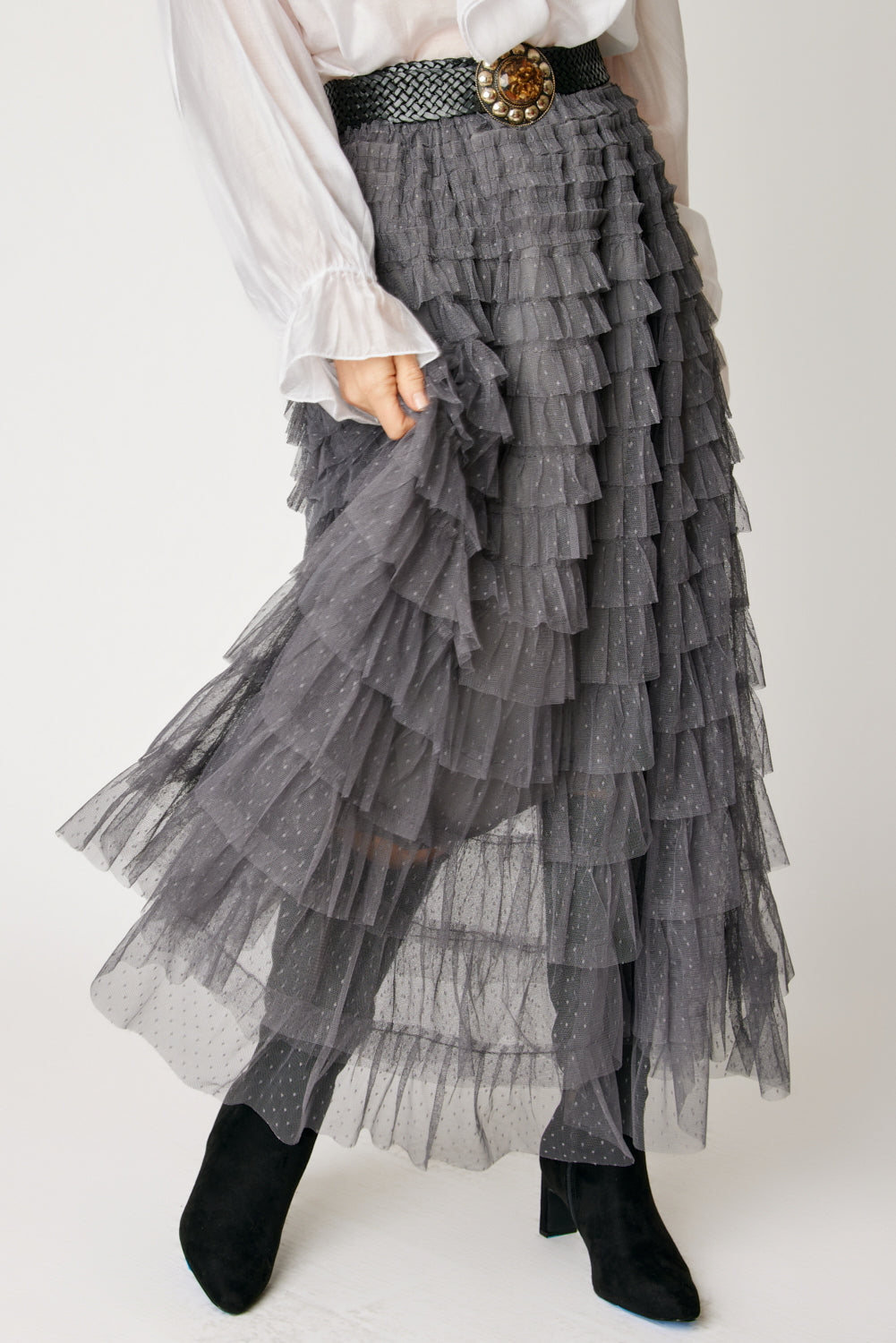 Swiss Dot Layered Skirt (3 Colors)