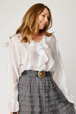 Ruffle Trim Blouse (3 Colors)