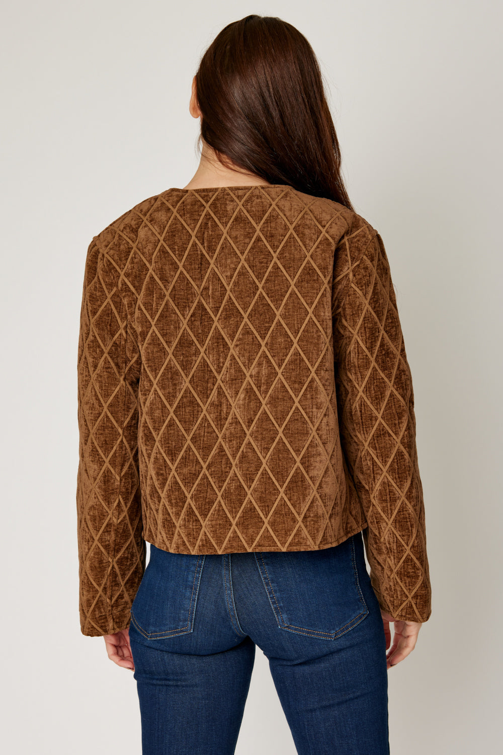 Velvet and Vegan Leather Quilted Jacket