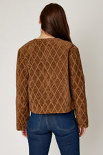 Velvet and Vegan Leather Quilted Jacket