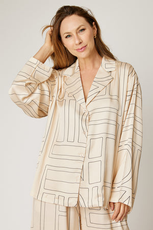 Geometric Satin Top (Part of a Set, 3 Colors)