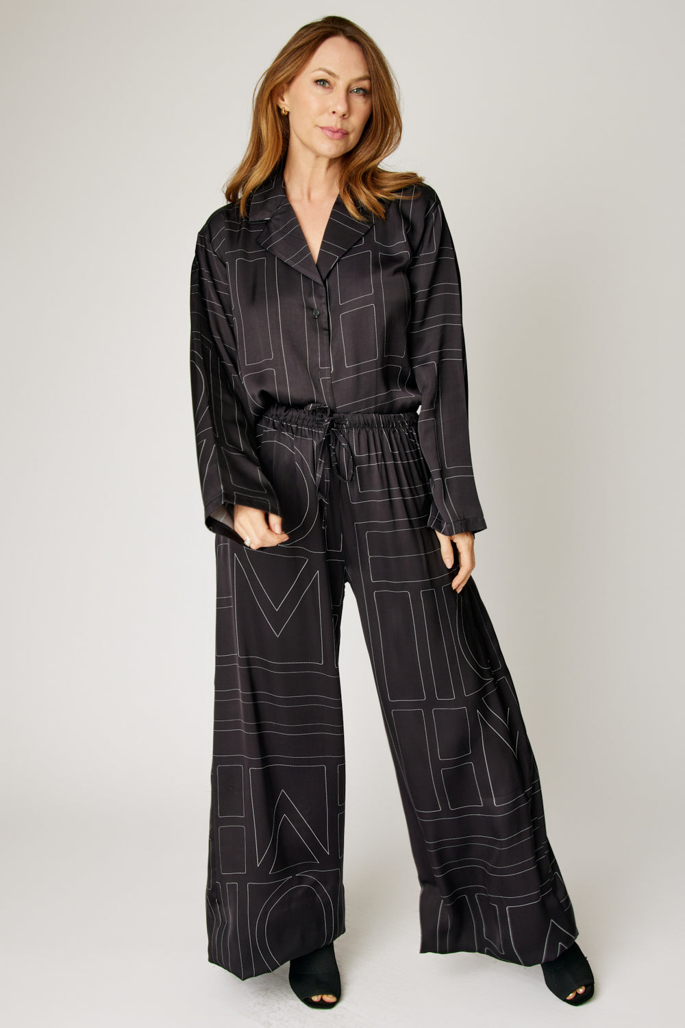 Geometric Satin Top (Part of a Set, 3 Colors)