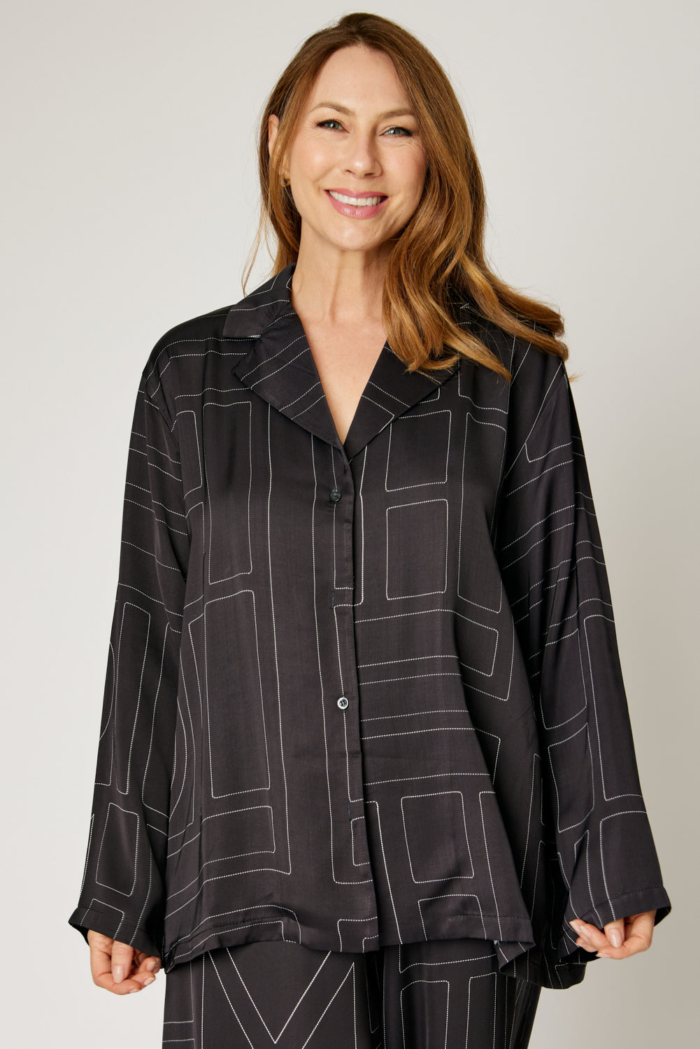 Geometric Satin Top (Part of a Set, 3 Colors)
