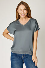 Gold Trim V-Neck Tee (4 Colors)