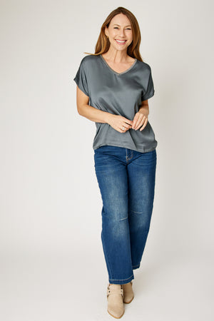 Gold Trim V-Neck Tee (4 Colors)