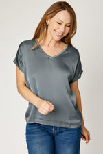 Gold Trim V-Neck Tee (4 Colors)