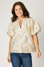 Gold Ivory Jacquard Top