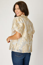 Gold Ivory Jacquard Top