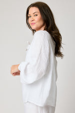 Eyelet Linen Button Blouse (2 Colors) - Jacqueline B Clothing