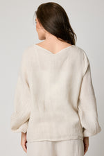 Eyelet Linen Button Blouse (2 Colors) - Jacqueline B Clothing