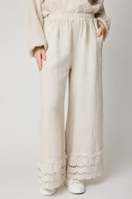 Eyelet Trim Linen Pant (2 Colors) - Jacqueline B Clothing