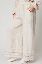 Eyelet Trim Linen Pant (2 Colors) - Jacqueline B Clothing