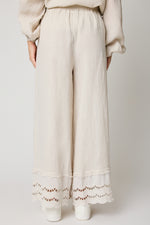 Eyelet Trim Linen Pant (2 Colors) - Jacqueline B Clothing