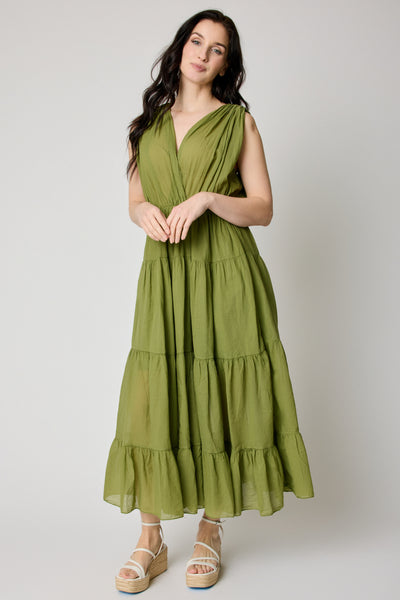 deep v cotton dress Lucine Deep V Cotton Dress - Agate