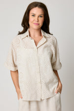 Eyelet Linen Blouse (2 Colors) - Jacqueline B Clothing