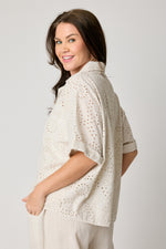 Eyelet Linen Blouse (2 Colors) - Jacqueline B Clothing