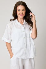 Eyelet Linen Blouse (2 Colors) - Jacqueline B Clothing