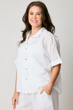 Eyelet Linen Blouse (2 Colors) - Jacqueline B Clothing