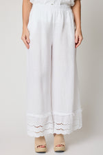 Eyelet Trim Linen Pant (2 Colors) - Jacqueline B Clothing