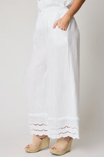 Eyelet Trim Linen Pant (2 Colors) - Jacqueline B Clothing
