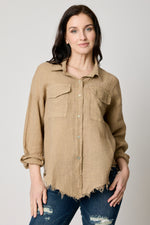 Linen  Raw Edge Pocket Shirt (6 Colors)