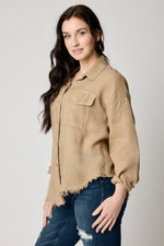 Linen  Raw Edge Pocket Shirt (6 Colors)
