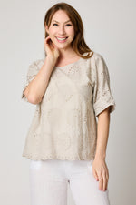 Eyelet Button-back Blouse (3 Colors)