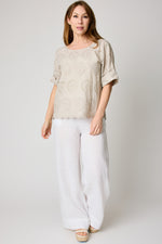 Eyelet Button-back Blouse (3 Colors)