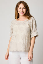 Eyelet Button-back Blouse (3 Colors)