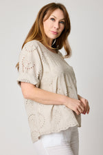 Eyelet Button-back Blouse (3 Colors)