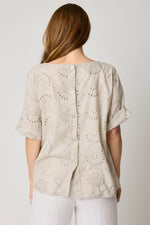 Eyelet Button-back Blouse (3 Colors)