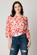Cherries Cotton Silk Voile Top
