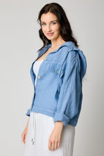 Hooded Denim Style Jacket (4 Colors) - Jacqueline B Clothing