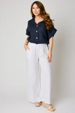 Drawcord Short Sleeve Blouse (8 Colors)