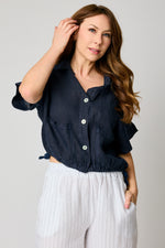 Drawcord Short Sleeve Blouse (8 Colors)