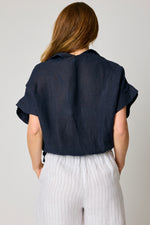 Drawcord Short Sleeve Blouse (8 Colors)