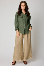 Linen  Raw Edge Pocket Shirt (6 Colors)