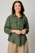 Linen  Raw Edge Pocket Shirt (6 Colors)