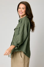 Linen  Raw Edge Pocket Shirt (6 Colors)