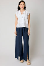 White Sleeveless Cotton Shell