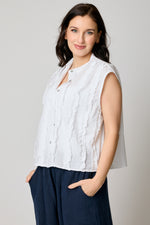 White Sleeveless Cotton Shell
