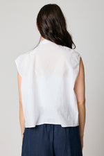 White Sleeveless Cotton Shell