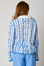 Denim Floral Embroidered Blouse