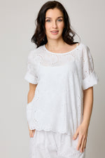 Eyelet Button-back Blouse (3 Colors)