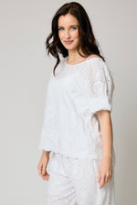 Eyelet Button-back Blouse (3 Colors)