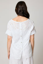 Eyelet Button-back Blouse (3 Colors)